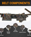Heavy Duty Camo Tool Belt Set With Adjustable Pouches For Electricians And Carpenters with hammer holder and nail pouch.