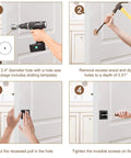 Installation steps for Two And Three Quarters Inch Recessed Finger Flush Pocket Door Pulls in matte black stainless steel.
