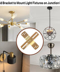 Two Pack 4 Inch Light Fixture Mounting Brackets With 180 Degree Adjustable Crossbar For Standard 4 Inch Electrical Boxes Includes Screws Nuts Ideal For Wall Lights Close To Ceiling Lights And Pendant Fixtures, gold metal bracket
