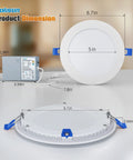 Eight Pack Six Inch Recessed Lights With 5Cct Slide Switch showing product dimensions, including fixture and driver sizes.