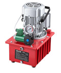 Front view of Electric Hydraulic Pump Power Pack 750W 10000 PSI 120V Single Acting Solenoid Valve With Pedal Switch 2.1 Gal 8L Reservoir