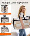 Roomy Clear Storage Sacks, Heavy Duty 60L Zippered Packing Bags For Seasonal Clothes And Bedding shown with multiple carrying options.