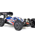 ARRMA Typhon 1 Eight Scale RC Buggy Ready To Race 6S 4WD BLX RTR With TLR Tuned Parts And Spektrum Electronics Race Spec Red Blue Body