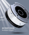 Close-up of 0.065-inch AF100 weed eater string refill spool showing 30-foot length for auto-feed system.