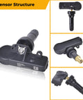 TPMS Sensors Set Of 4 Pre Programmed 433MHz Tire Pressure Sensor For RAM 1500 DT 2019 2024 Six Lug Replacement 68293199AA OBD II Relearn Required Professional Install Advised black sensor structure with brass valve stem