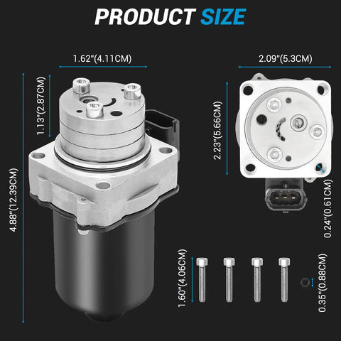 Straight Swap Rear Axle Differential Actuator Motor For Hyundai Santa Fe Tucson Kia Sorento Sportage with dimensions and mounting holes.