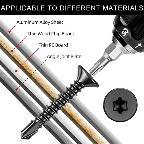 Heavy Duty Torx Drive Self-Tapping Screws for Metal With Flat Head 410 Stainless Steel Black Dacromet Coated TEK Screws versatility