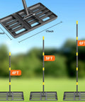 Beastly 60 Inch Adjustable Lawn Leveling Rake With Heavy Duty Flat Head And 1 Inch Diameter Stainless Steel Handle shown in 3 heights