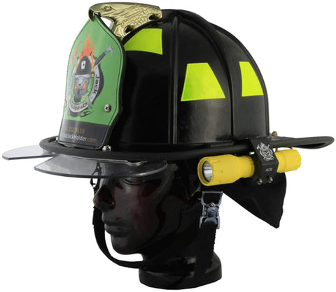 Lightweight Aluminum Flashlight Holder for Brimmed Firefighter Helmets, Fits Round Tactical Lights Up To 1 Inch From Pelican, Streamlight, And Surefire, Not For Helmet Cameras, Built From 6061 Aircraft Aluminum, Only 2 Oz.