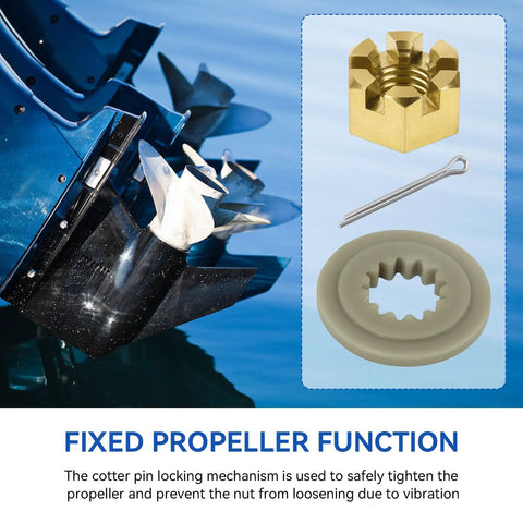 Outboard Prop Hub Nut Kit For Johnson Evinrude Motors, Pro Grade Upgrade With Nut Cotter Pin And Prop Spacer, Replaces OMC 175267 And Sierra 18-3716, Fits 40-140 HP Engines