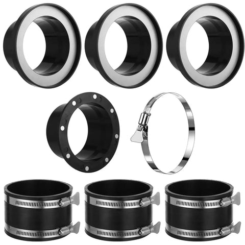 Ultimate Eight Piece Adsorptive Dust Collection Starter Kit for Woodworking Machines Includes Four Inch Hoses With Quick Connect Port Adapters and Couplers showing hoses and couplers.
