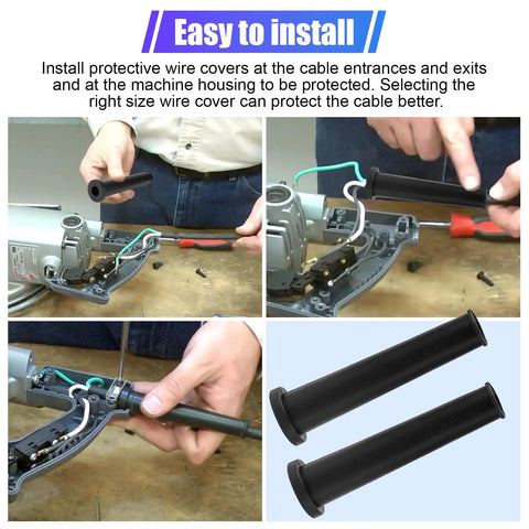 Replacement Strain Relief Cord Guard For Worm Drive Circular Saw HD5750 5825 Universal Fit shown during installation process.