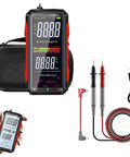 USB Rechargeable Digital Multimeter With True RMS And 6000 Counts, Color LCD Screen, probes, and USB cable included.