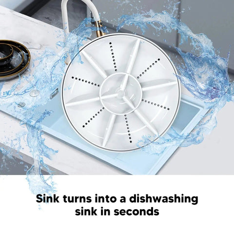 Slick Portable Countertop Mini Dishwasher Cordless Compact Sink Cleaner For Rv Apartments And Home Lightweight Fruit Veggies Washing Easy Setup No Sweat, with washing sprayer and water effect.