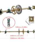 44 Inch Rear Live Axle Kit With 22x10-10 Wheels, 428 Chain Drive, Brake, And Steering System, front view with dimensions