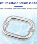 Six Inch Center To Center Glass Shower Door Handle Fits One Quarter To One Half Inch Thick Glass Brushed Nickel Finish Easy DIY Install Slick Stainless Steel With Smooth Grip For Everyday Use, 6-inch stainless steel shower door handle