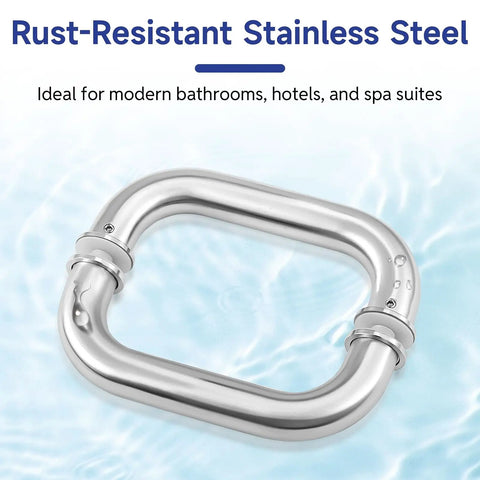 Six Inch Center To Center Glass Shower Door Handle Fits One Quarter To One Half Inch Thick Glass Brushed Nickel Finish Easy DIY Install Slick Stainless Steel With Smooth Grip For Everyday Use, 6-inch stainless steel shower door handle