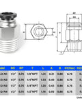 Male Straight Push To Connect Fittings Half Inch Tube OD X Quarter Inch NPT Thread Pack Of 2 Copper And Plastic Build