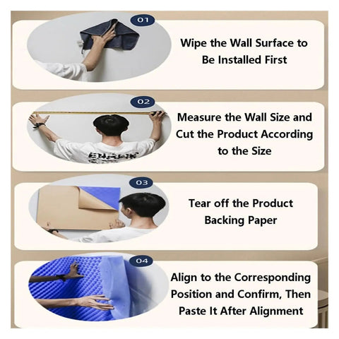 Installation steps for Top Shelf Self Adhesive Soundproofing Foam Acoustic Panels 5Cm Thick Flame Retardant Polyurethane egg crate.