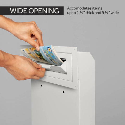 Through-The-Door Drop Box Deposit Safe In Heavy-Duty Steel With Lock, 12x6x15 Inches, showing wide slot deposit feature