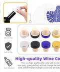 Pretty Legit Fifty Four Piece Wine Bottle Sealing Set Featuring Gold Black And Red Pvc Heat Shrink Capsules With Smooth Plastic Cork Stoppers For Homebrewers A Dead Simple Game Changer For Your Top Liquors showing a hand placing a silver wine cork on a bottle.