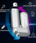 12V Heavy Duty Linear Actuator 330 LBS 1500N Silent Waterproof IP54 featuring aluminum alloy, built-in limit switch.