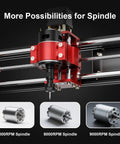 Front view of Twotrees TTC3018 Pro CNC router machine, desktop 3-axis engraving, all-metal milling with red spindle
