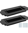 Hidden Drawer Ring Pull Handles 2 Pack 4 Inch Zinc Alloy Square Embedded Cabinet Door Knobs Easy Install Screws Included Slick Black Finish