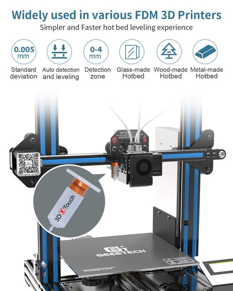 Upgraded 3D Touch V3.2 Auto Bed Leveling Sensor Kit for Ender and Geeetech 3D Printers showing precision features