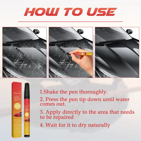 3 Pack Car Scratch Repair Pens Set For Quick Touch Ups That Blend Right Into Your Paint, Clear Fix Scratch Remover Pens in use