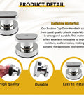 Two Pack Suction Cup Door Handle No Drilling Install For Shower Glass Doors Cabinets And Mirrors 62x50mm Silver Easy Press Lock And Turn For Secure Hold, plastic suction handle detail