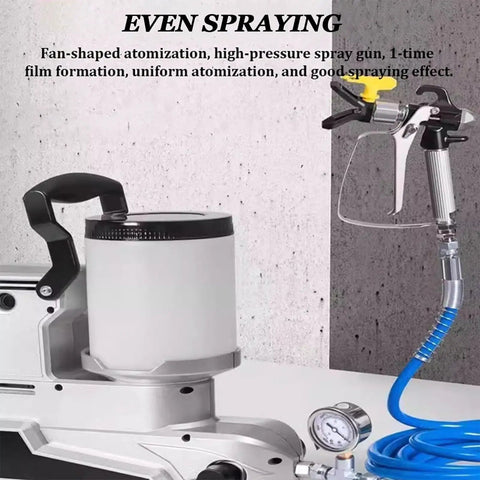 Heavy Duty Airless Paint Sprayer With Adjustable Pressure Control features a 2L tank and high-pressure hose for even spraying.