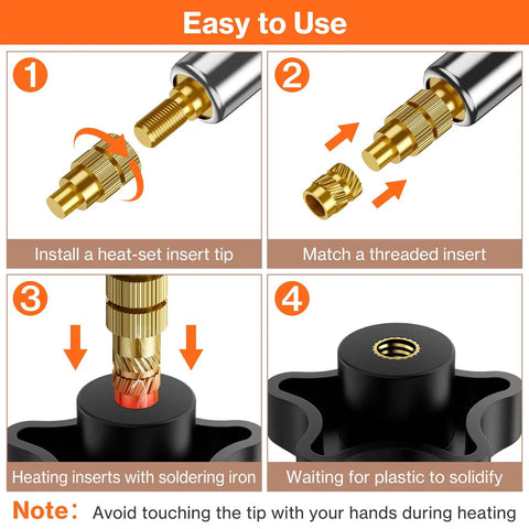 Heat Set M3 Threaded Inserts Kit With 60W Digital Soldering Iron 360Pcs Threaded Inserts Bolts Nuts And Insert Tips instructions