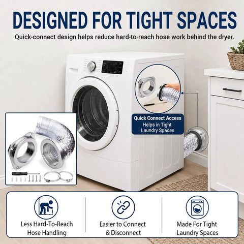 Magnetic Dryer Vent Connector Kit 4 Inch Quick Disconnect Snap On Magnetic Duct Coupler For Easy Lint Removal And Dryer Maintenance