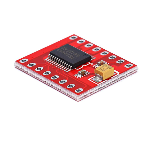 Red TB6612FNG dual DC motor driver module pack of 3 for DIY robots and hobby builds, H-bridge controller with protective features, side view.