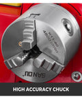 High accuracy chuck of Heavy Duty 7X12 Inch Mini Metal Lathe With 550W Variable Speed Motor And 21Mm Spindle Bore.