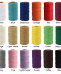 Macrame Cord 1.5mm Cotton String Rope For DIY Crafts 109 Yards With 35 Color Options, colorful spools variety display