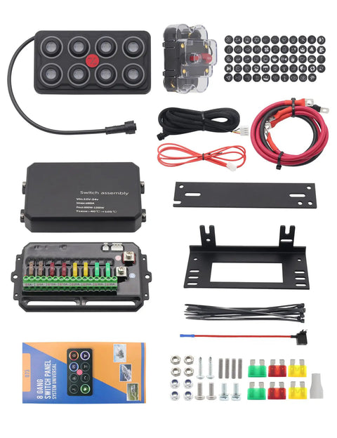 Beefy 8 Gang Switch Panel 12V 24V IP68 Waterproof With Four Modes Toggle Momentary Pulse SOS Eight Color Backlit components