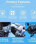 Image of All In One Drone Protection Kit With Landing Gear Propeller Guard Lens Cover And 9H Tempered Glass Screen Protector For Mavic 4 Pro, showcasing installation features and safety icons.