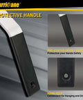 Close-up of Heavy Duty Aluminum Duct Stretcher Tool for HVAC with offset PVC handle and protective grip