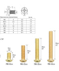 Copper Yellow M6 Machine Screw Assortment Kit With Nuts And Flat Washers, 80 Pieces, size diagram with bolts and washers