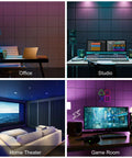 4 images showcasing Snag These 12 Pack Acoustic Wall Panels With Self Adhesive Backing 12 By 12 By 0.4 Inch Sound Proof Foam Tiles in various setups.