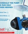 Image of Hot Water Recirculation System With Programmable Timer For Instant Hot Water At Every Faucet And Shower next to a showerhead.