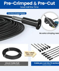 Full Size Pre Crimped Cable Railing Kit For Stairs 36 Inch with pre-crimped cables ready for installation and uncut roll option.