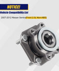 Front Wheel Bearing And Hub Assembly 513299 For Nissan Sentra 2007 2008 2009 2010 2011 2012 Front Position With 4 Lug Bolts Non ABS OEM Replacement