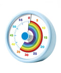 Colorful Visual Countdown Timer Kid Friendly For All Ages 60 Minute Time Timer in light blue with rainbow dial for time management.