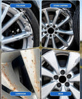Premium Wheel Touchup Paint For Bmw Jet Black Alloy Rims showing damaged alloy rims from collision, stone chipping, corrosion, and wear.