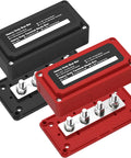 Heavy Duty 300 Amp Bus Bar Box with Nickel Plated Brass Conductors and Four M8 Terminals for power distribution use.