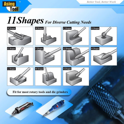SF-5 tungsten carbide burr rotary file, tree shape; 1/4 in shank, 1/2 in cutter, 1 in cutter length