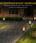 Solar Torch Light With Flickering Flame Dancing Flame Outdoor Lanterns Waterproof Garden Stake Lights illuminating in rain